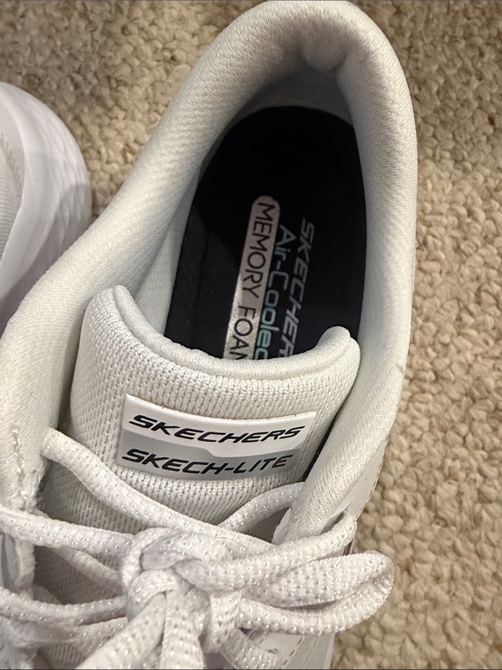 Skechers Women’s White Sneakers with Silver Logo - Picture 2 of 9